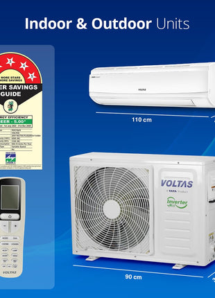 Voltas 2 Ton 5 Star, Inverter Split AC(Copper, 4-in-1 Adjustable Mode, Anti-dust Filter, 245V Vectra Plus, White) 