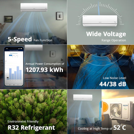 Voltas 2 ton 3 Star, Inverter Split AC (Copper, 4-in-1 Adjustable Mode, Anti-dust Filter, 243V Vectra CAJ, White) 