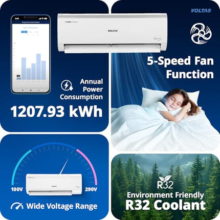 Voltas 2 ton 3 Star, Inverter Split AC (Copper, 4-in-1 Adjustable Mode, Anti-dust Filter, 243V Vectra CAJ, White) 
