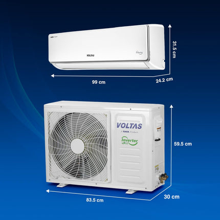 Voltas 2 ton 3 Star, Inverter Split AC (Copper, 4-in-1 Adjustable Mode, Anti-dust Filter, 243V Vectra CAJ, White) 