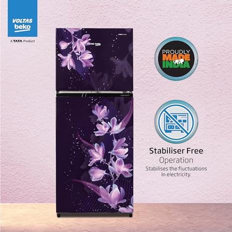 Voltas Beko ‘A TATA Product’ 228 L 2 star Frost free Refrigerator with two separate cooling system (RFF265D/W0NPR0I0000GO, Nightangel Purple) 