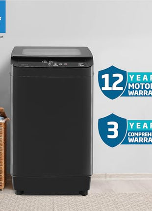 Voltas Beko, A TATA Product 7 kg 5 Star Eco Wash/Monsoon Dry Fully-Automatic Top-Load Washing Machine (2025 Model, WTL70, Water Reuse, Side Waterfall, Monsoon Dry, Dark Grey) 
