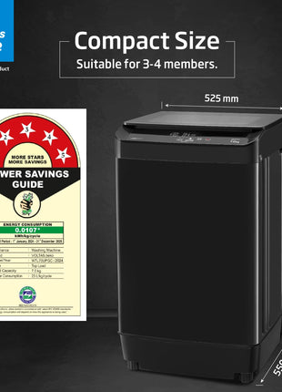 Voltas Beko, A TATA Product 7 kg 5 Star Eco Wash/Monsoon Dry Fully-Automatic Top-Load Washing Machine (2025 Model, WTL70, Water Reuse, Side Waterfall, Monsoon Dry, Dark Grey) 
