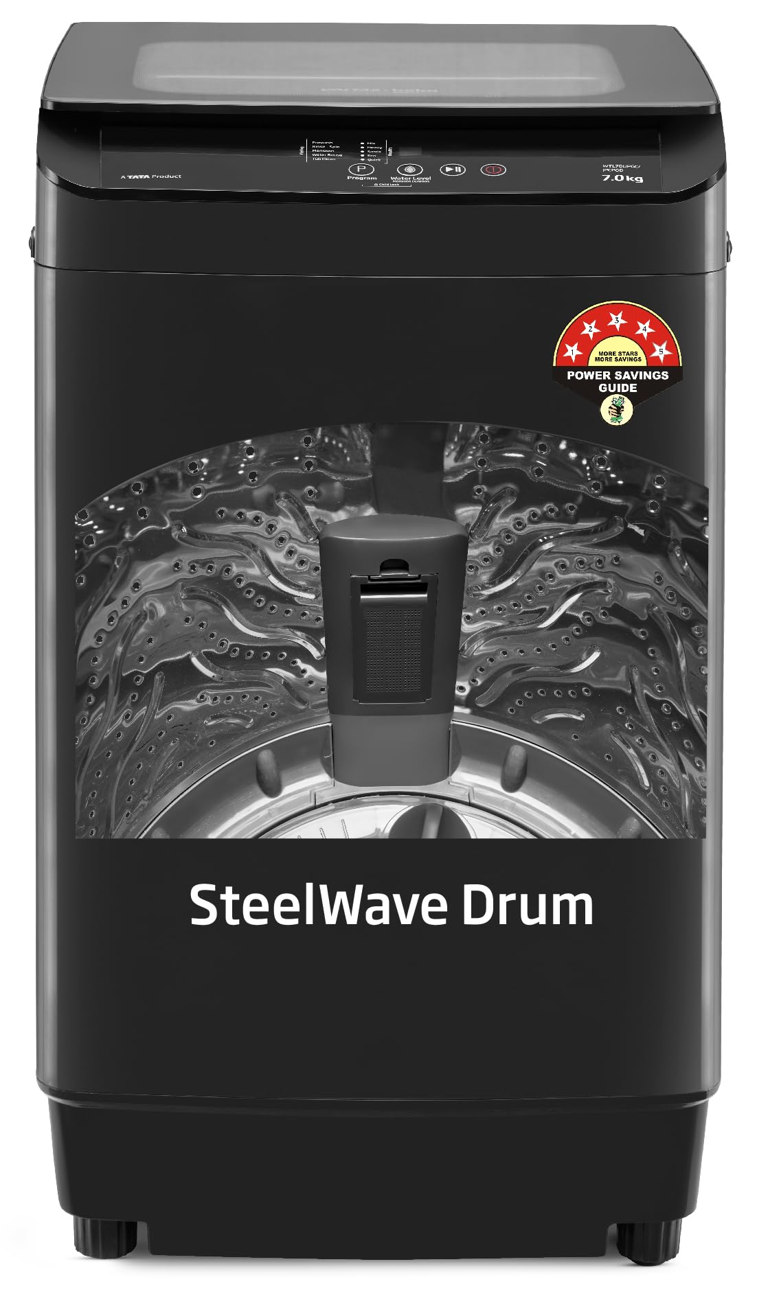 Voltas Beko, A TATA Product 7 kg 5 Star Eco Wash/Monsoon Dry Fully-Automatic Top-Load Washing Machine (2025 Model, WTL70, Water Reuse, Side Waterfall, Monsoon Dry, Dark Grey) 