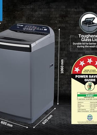 Voltas Beko, A Tata Product 10 Kg 5 Star Fully-Automatic Top Loading Washing Machine (WTL1006UEA/OBS1060, Grey, Double Waterfall Technology) 
