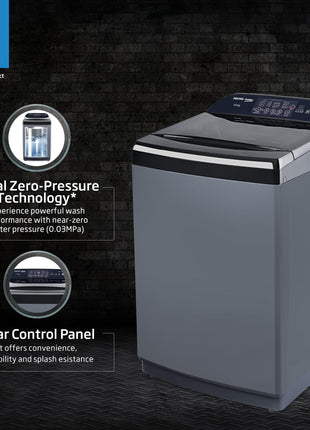 Voltas Beko, A Tata Product 10 Kg 5 Star Fully-Automatic Top Loading Washing Machine (WTL1006UEA/OBS1060, Grey, Double Waterfall Technology) 