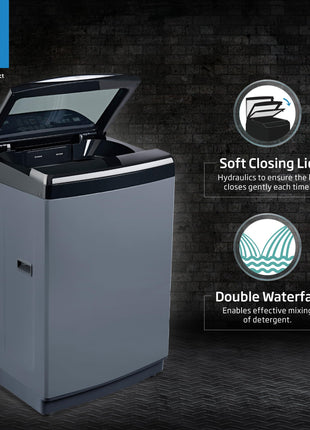 Voltas Beko, A Tata Product 10 Kg 5 Star Fully-Automatic Top Loading Washing Machine (WTL1006UEA/OBS1060, Grey, Double Waterfall Technology) 