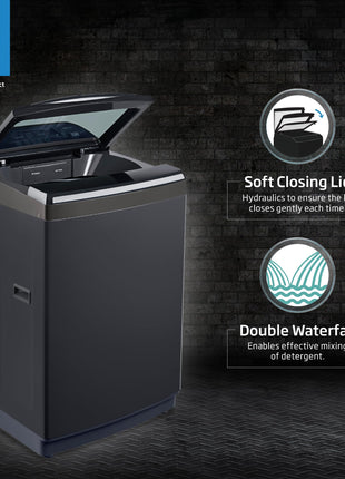 Voltas Beko, A Tata Product 10 Kg 5 Star Fully-Automatic Top Loading Washing Machine (WTL1006UEAH/OBS3060, Dark Grey, Inbuilt Heater) 