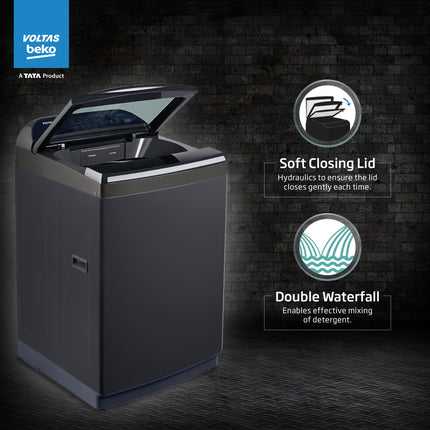 Voltas Beko, A Tata Product 10 Kg 5 Star Fully-Automatic Top Loading Washing Machine (WTL1006UEAH/OBS3060, Dark Grey, Inbuilt Heater) 