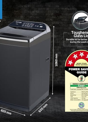 Voltas Beko, A Tata Product 10 Kg 5 Star Fully-Automatic Top Loading Washing Machine (WTL1006UEAH/OBS3060, Dark Grey, Inbuilt Heater) 