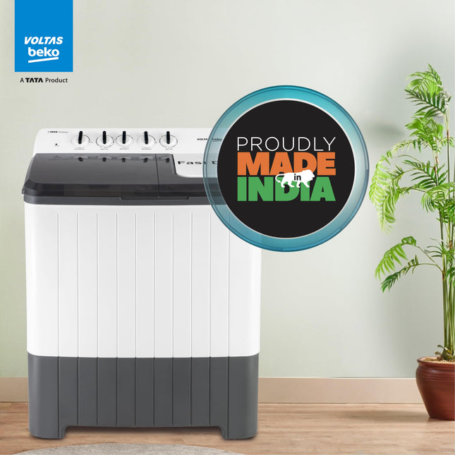 Voltas Beko, A Tata Product 14 Kg 5 Star Semi-Automatic Top Load Washing Machine (WTT140UPA/GR5KPTD, Grey, Special pulsator and Double waterfall Technology) 