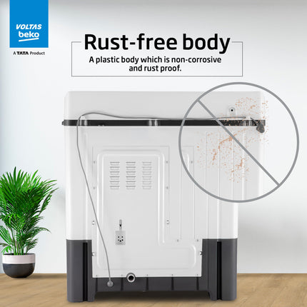 Voltas Beko, A Tata Product 14 Kg 5 Star Semi-Automatic Top Load Washing Machine (WTT140UPA/GR5KPTD, Grey, Special pulsator and Double waterfall Technology) 