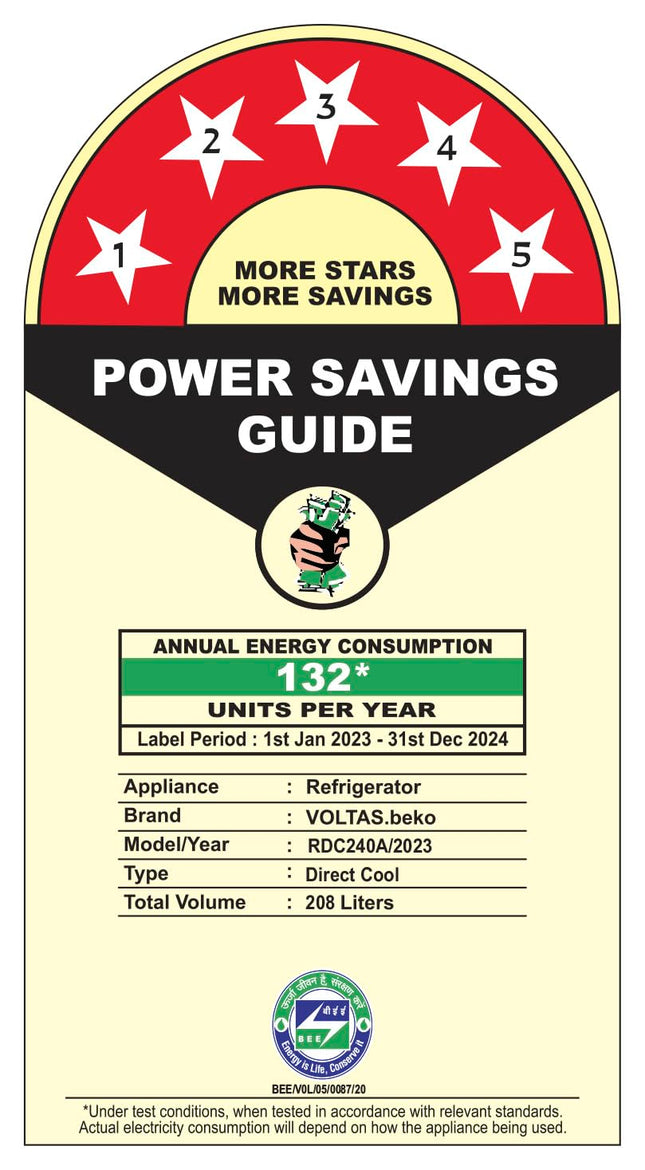 Voltas Beko, A Tata Product 208 L 5 Star Direct Cool Single Door Refrigerator (RDC240A/W0BBRTM0B00GO, Bonita Blue, With Fresh Box Technology, Quick Frezze, Chiller Zone and Base Drawer) 