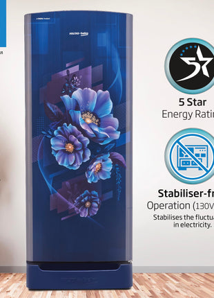 Voltas Beko, A Tata Product 208 L 5 Star Direct Cool Single Door Refrigerator (RDC240A/W0BBRTM0B00GO, Bonita Blue, With Fresh Box Technology, Quick Frezze, Chiller Zone and Base Drawer) 