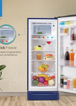 Voltas Beko, A Tata Product 208 L 5 Star Direct Cool Single Door Refrigerator (RDC240A/W0BBRTM0B00GO, Bonita Blue, With Fresh Box Technology, Quick Frezze, Chiller Zone and Base Drawer) 