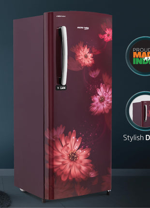 Voltas Beko ‘A Tata Product’ 210 L 3 star Made-in-India Direct cool Refrigerator (RDC245C / W0DWE0M000UGD, Dahlia Wine) 