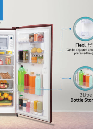 Voltas Beko ‘A Tata Product’ 210 L 3 star Made-in-India Direct cool Refrigerator (RDC245C / W0DWE0M000UGD, Dahlia Wine) 