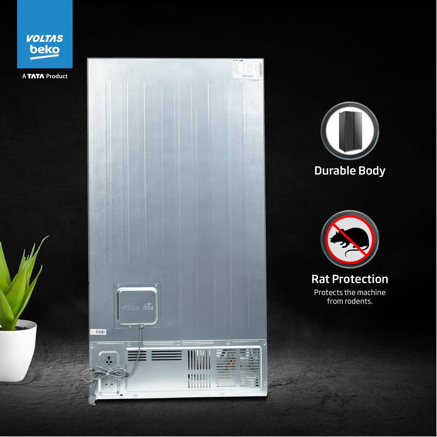 Voltas Beko, A Tata Product 563 L Side by Side Frost Free Refrigerator with ProSmart Inverter Compressor (RSB585/FPV300RXID, INOX steel, Active Fresh Blue Light) 