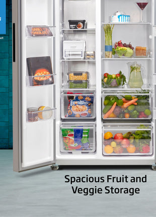 Voltas Beko, A Tata Product 563 L Side by Side Frost Free Refrigerator with ProSmart Inverter Compressor (RSB585/FPV300RXID, INOX steel, Active Fresh Blue Light) 