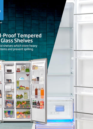 Voltas Beko, A Tata Product 563 L Side by Side Frost Free Refrigerator with ProSmart Inverter Compressor (RSB585/FPV300RXID, INOX steel, Active Fresh Blue Light) 