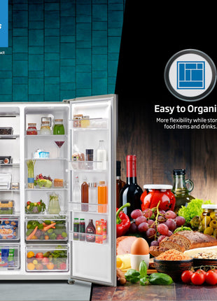 Voltas Beko, A Tata Product 563 L Side by Side Frost Free Refrigerator with ProSmart Inverter Compressor (RSB585/FPV300RXID, INOX steel, Active Fresh Blue Light) 