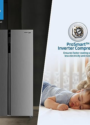 Voltas Beko, A Tata Product 563 L Side by Side Frost Free Refrigerator with ProSmart Inverter Compressor (RSB585/FPV300RXID, INOX steel, Active Fresh Blue Light) 