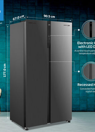 Voltas Beko, A Tata Product 563 L Side by Side Frost Free Refrigerator with ProSmart Inverter Compressor (RSB585/FPV300RXID, INOX steel, Active Fresh Blue Light) 