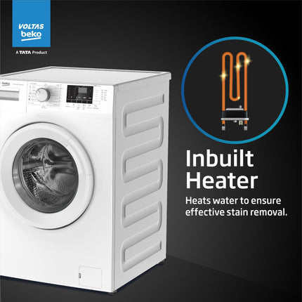 Voltas Beko, A Tata Product 6.5 Kg 5 Star Fully Automatic Front Loading Washing Machine (WFL6512B7CUSKA/WXV, White, In-Built Heater) 