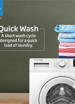 Voltas Beko, A Tata Product 6.5 Kg 5 Star Fully Automatic Front Loading Washing Machine (WFL6512B7CUSKA/WXV, White, In-Built Heater) 