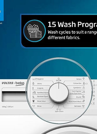 Voltas Beko, A Tata Product 6.5 Kg 5 Star Fully Automatic Front Loading Washing Machine (WFL6512B7CUSKA/WXV, White, In-Built Heater) 