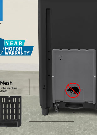 Voltas Beko, A Tata Product 6.5 Kg 5 Star Fully-Automatic Top Loading Washing Machine (WTL6504UEA/OBS2P10 Eco-Series,Dark Grey, Pulsator wash and Double waterfall technology) 