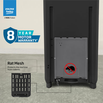 Voltas Beko, A Tata Product 6.5 Kg 5 Star Fully-Automatic Top Loading Washing Machine (WTL6504UEA/OBS2P10 Eco-Series,Dark Grey, Pulsator wash and Double waterfall technology) 