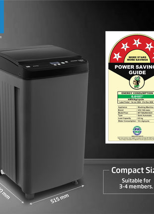 Voltas Beko, A Tata Product 6.5 Kg 5 Star Fully-Automatic Top Loading Washing Machine (WTL6504UEA/OBS2P10 Eco-Series,Dark Grey, Pulsator wash and Double waterfall technology) 