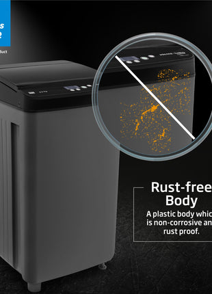 Voltas Beko, A Tata Product 6.5 Kg 5 Star Fully-Automatic Top Loading Washing Machine (WTL6504UEA/OBS2P10 Eco-Series,Dark Grey, Pulsator wash and Double waterfall technology) 
