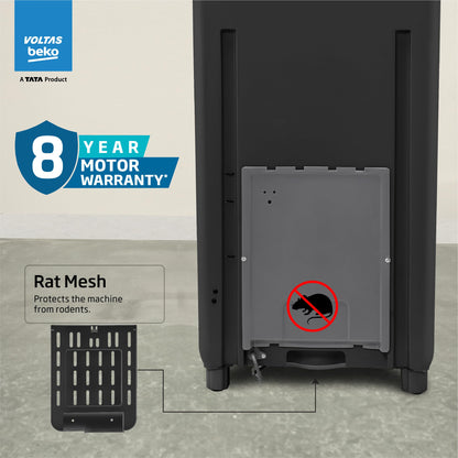 Voltas Beko, A Tata Product 6.5 Kg 5 Star Fully-Automatic Top Loading Washing Machine (WTL6504UEA/OBS2P10 Eco-Series,Dark Grey, Pulsator wash and Double waterfall technology) 