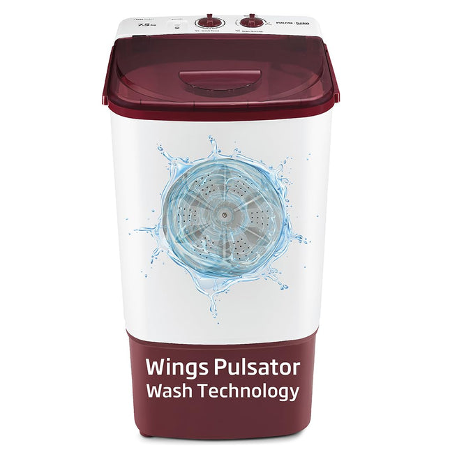 Voltas Beko, A Tata Product 7.5 kg Semi-automatic top load washing machine (WST75UC/BRSSWH2PTD, Burgundy, Pulsator Wash Method, Washer Only) 