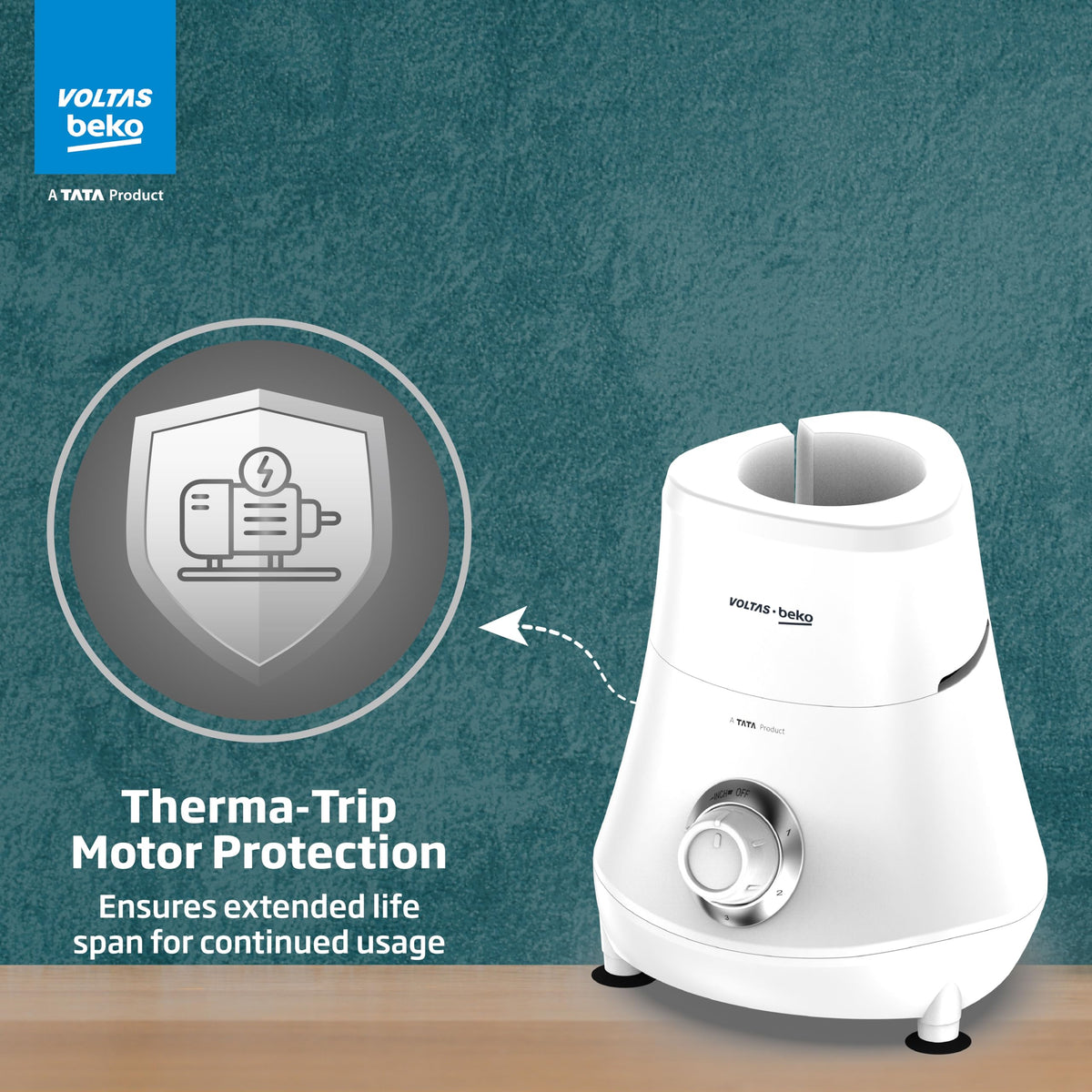 Voltas Beko, A Tata Product Powerfull 500 W Mixer Grinder with GrindX Technology (G5003HP-WH | 3 Jars | White) 