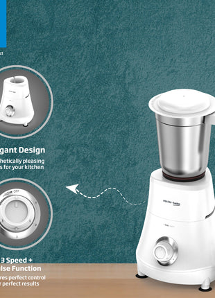 Voltas Beko, A Tata Product Powerfull 500 W Mixer Grinder with GrindX Technology (G5003HP-WH | 3 Jars | White) 