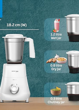 Voltas Beko, A Tata Product Powerfull 500 W Mixer Grinder with GrindX Technology (G5003HP-WH | 3 Jars | White) 