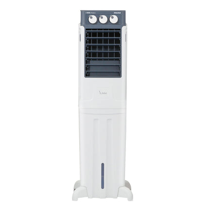 Voltas Slimm 35, Tower Air Cooler for home, Honey comb cooling pad with Ice Chamber, Mechanical Operation with Auto swing louvers, Freestanding 35 Litres, White 