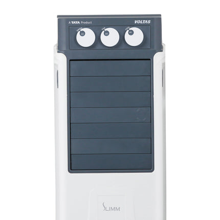 Voltas Slimm 35, Tower Air Cooler for home, Honey comb cooling pad with Ice Chamber, Mechanical Operation with Auto swing louvers, Freestanding 35 Litres, White 