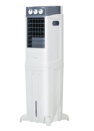 Voltas Slimm 35, Tower Air Cooler for home, Honey comb cooling pad with Ice Chamber, Mechanical Operation with Auto swing louvers, Freestanding 35 Litres, White 