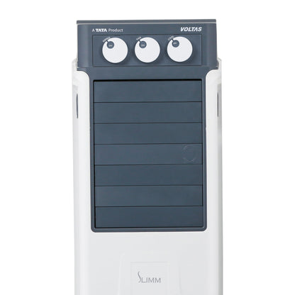 Voltas Slimm 35, Tower Air Cooler for home, Honey comb cooling pad with Ice Chamber, Mechanical Operation with Auto swing louvers, Freestanding 35 Litres, White 