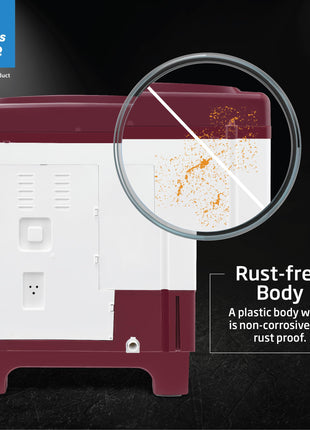 Voltas beko, A Tata Product 6 kg 5 Star Semi-Automatic Top Load Washing Machine With Air Dry (2024 Model, WTT60UNX/OK3R0R0W01, Burgundy, Special Pulsator Technology) 