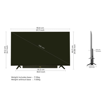 Vu 108cm (43 inches) Vibe Series QLED 4K Google TV 43VIBE24 (Black) 