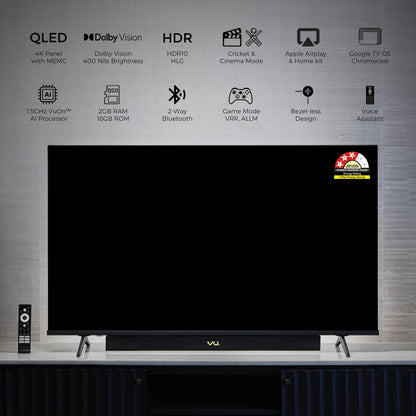 Vu 126cm (50 inches) Vibe Series 4K QLED Smart Google TV 50VIBE-DV 
