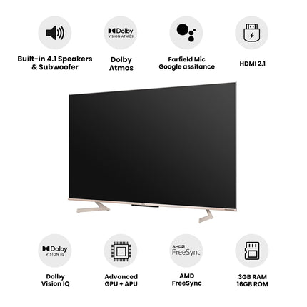 Vu 139 cm (55 inches) The Masterpiece Glo Series 4K Ultra HD Smart Android QLED TV 55QMP (Armani Gold) (2022 Model) | Built in 4.1 Speaker 