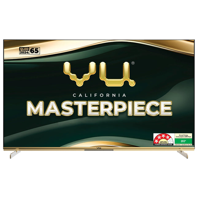 Vu 164cm (65 inches) Masterpiece Frame Series 4K QLED TV 65MASTERPIECE (Armani Gold) 