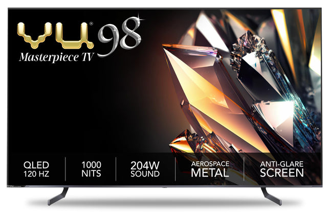 Vu 248 cms (98 inches) Masterpiece Series 4K Ultra HD Smart QLED TV 98QV (Jetplane Grey) 