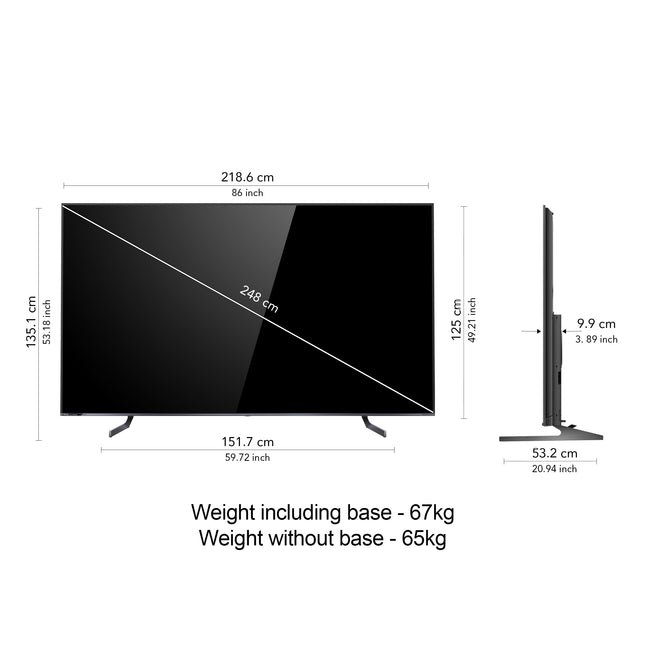 Vu 248 cms (98 inches) Masterpiece Series 4K Ultra HD Smart QLED TV 98QV (Jetplane Grey) 